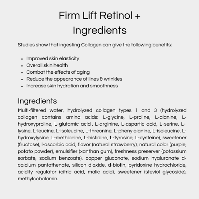 New Formula Neutraceutical - Firm Lift Marine Collagen 12,500 + Added Retinol